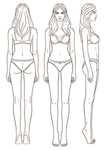 图为体育女子在森林中奔跑的背影男子背影图抽象女性身体线条图标.