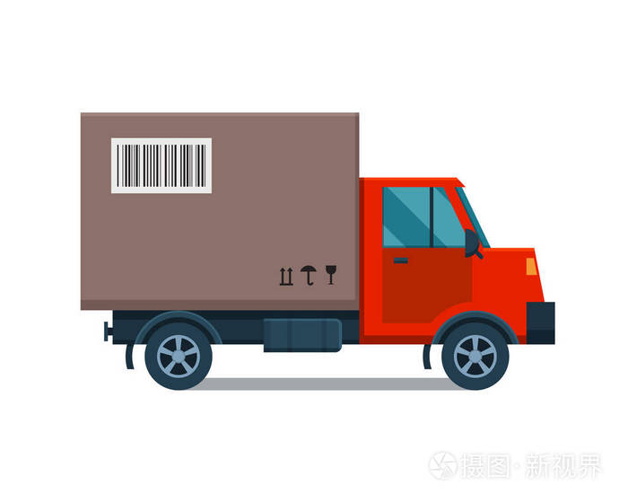 交付运输货物的卡车矢量图