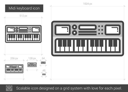 Midi 键盘线图标