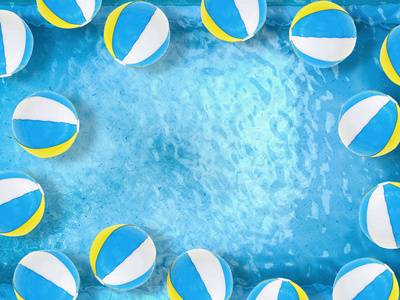 漂浮在游泳池上的沙滩球