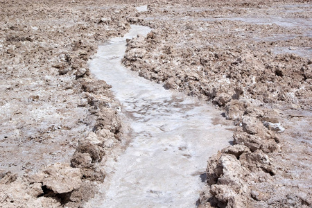 小径在智利 Salar de Atacama Chaxa 泻湖