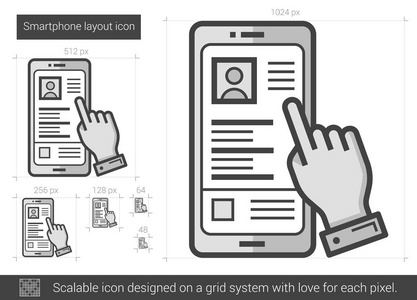 智能手机布局线图标