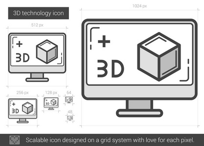 三 d 技术线图标