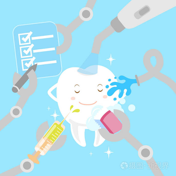 卡通牙齿美白概念