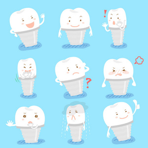 牙种植体做不同的表情符号