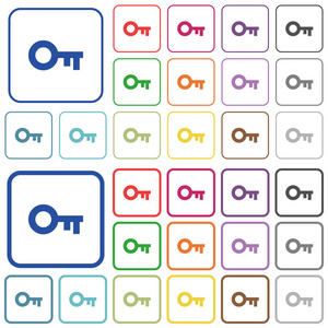 旧的密钥概述平面颜色图标