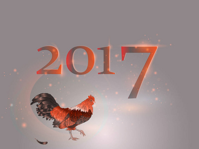 中国日历。那只公鸡一年。2017