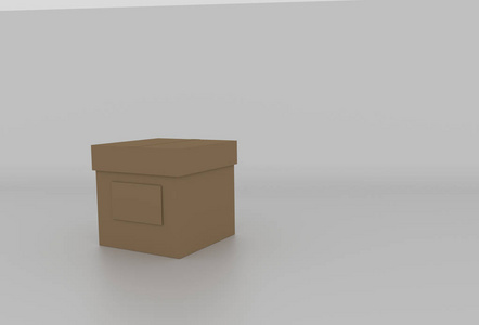 3d 的棕色纸箱，封面与文本的空间。呈现我