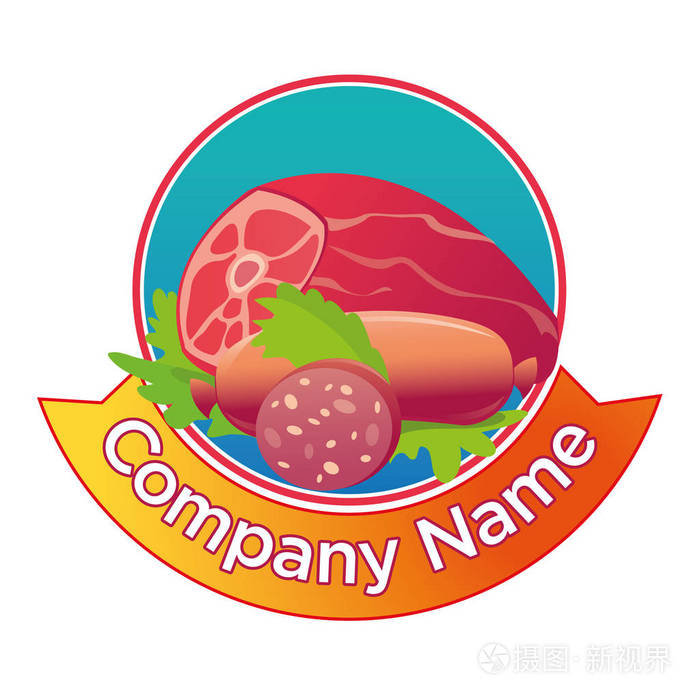 设计矢量模板标签肉制品的肉类行业