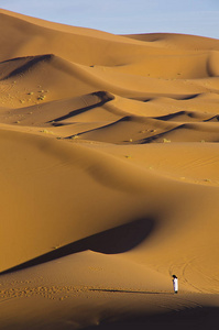 人在沙漠中，西撒哈拉，摩洛哥