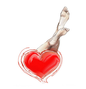 心和女性的腿照片