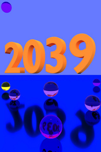 3d 渲染彩色玻璃球上反光的表面和 2039 年的