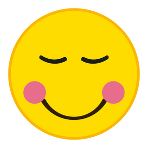 表情符号样式微笑着害羞的表情,闭着眼睛在时髦的平面样式.