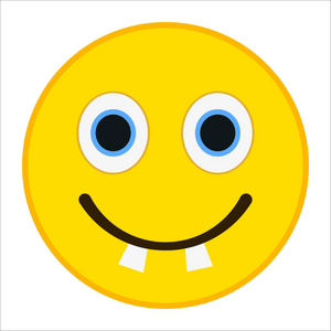 笑脸图释与 trandy 平面样式的大牙齿.快乐的表情符号矢量图照片