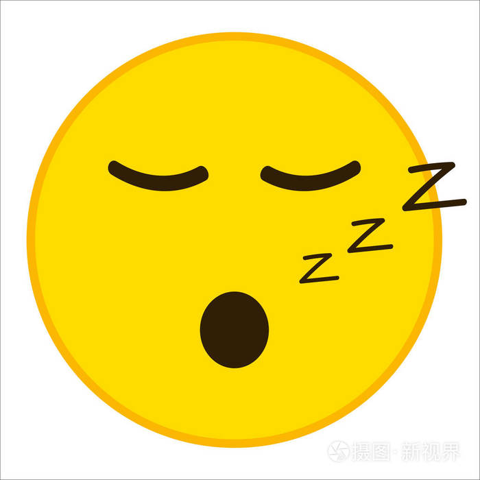 闭着眼睛在时尚平面样式的困图释.睡眠,休息表情符号矢量图