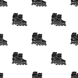 Inblack 溜冰鞋中孤立的白色背景上的黑色风格的图标。发挥园林格局股票矢量图