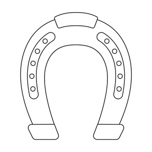 马蹄形图标在白色背景上孤立的轮廓样式。竞技场和马象征股票矢量图