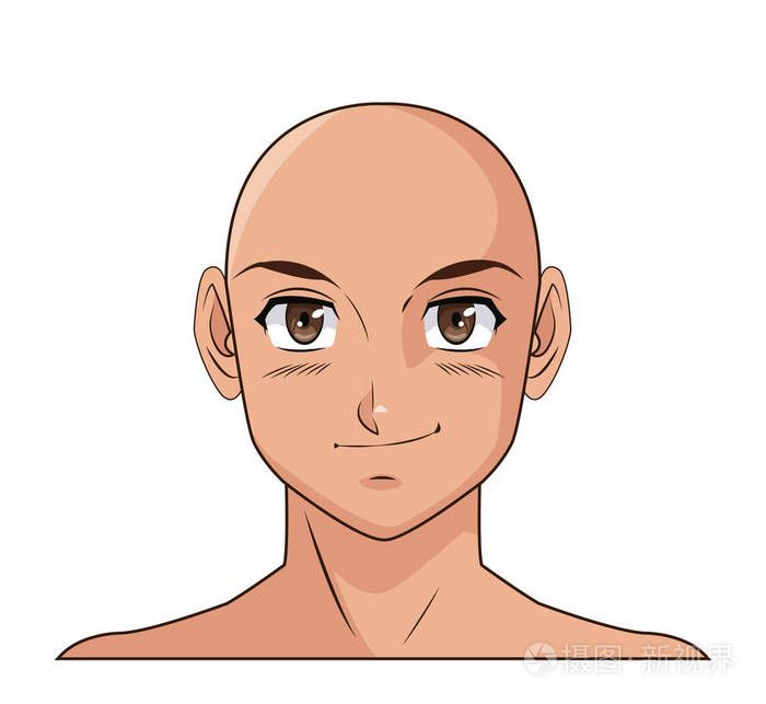肖像脸漫画动漫男性秃头的微笑