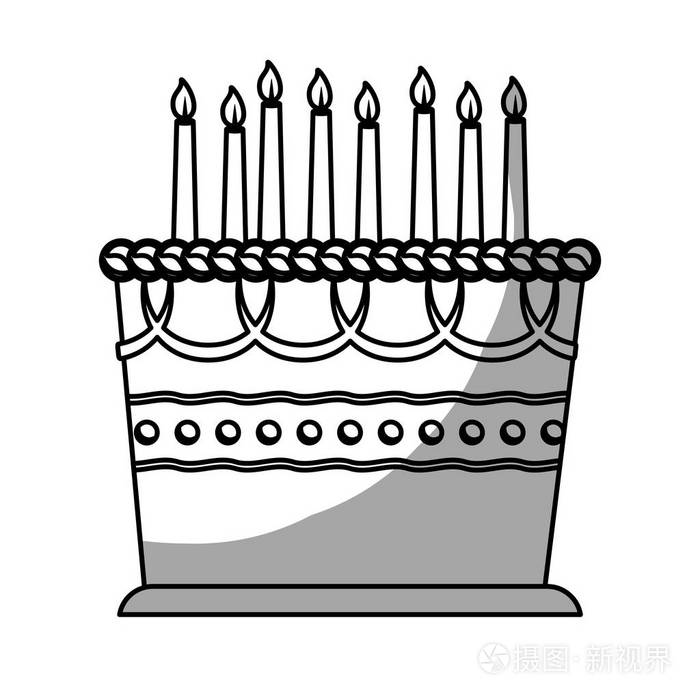 生日蛋糕和蜡烛图标图像