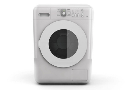 现代洗衣机在白色背景上。3d 渲染
