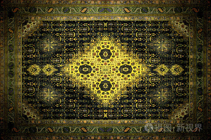 波斯地毯质地,抽象的装饰.菱形曼荼罗图案,中东传统织物纹理.