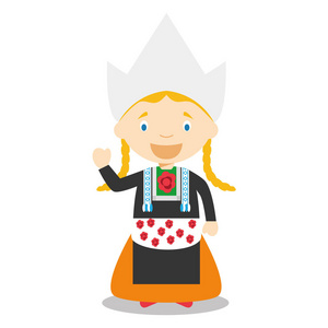 从荷兰或荷兰字符身着传统方式矢量图.孩子们的世界收藏照片