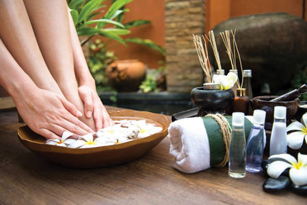 水疗和女性的脚和手 spa，泰国产品。选择和软焦点