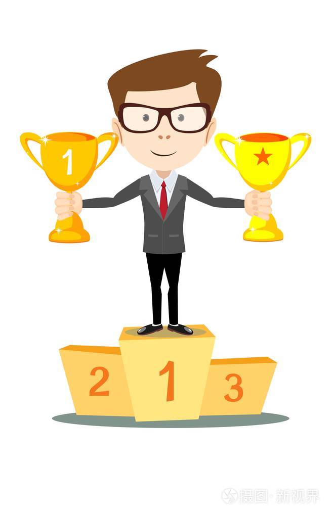 站在领奖台上的成功商人插画-正版商用图片0wjt7w-摄图新视界