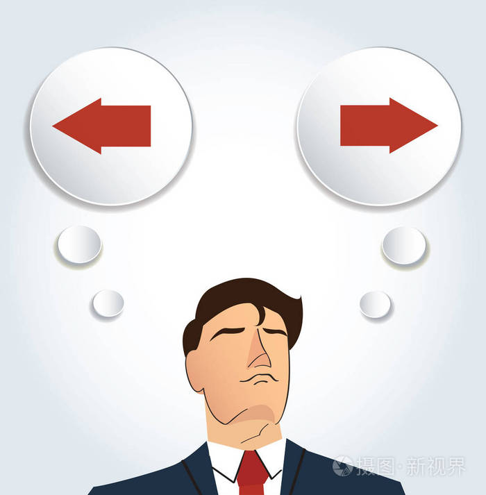 商人试图做出决定左或右矢量