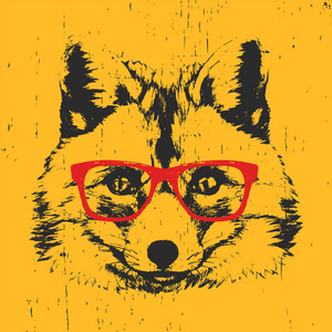 狐狸带着眼镜的肖像
