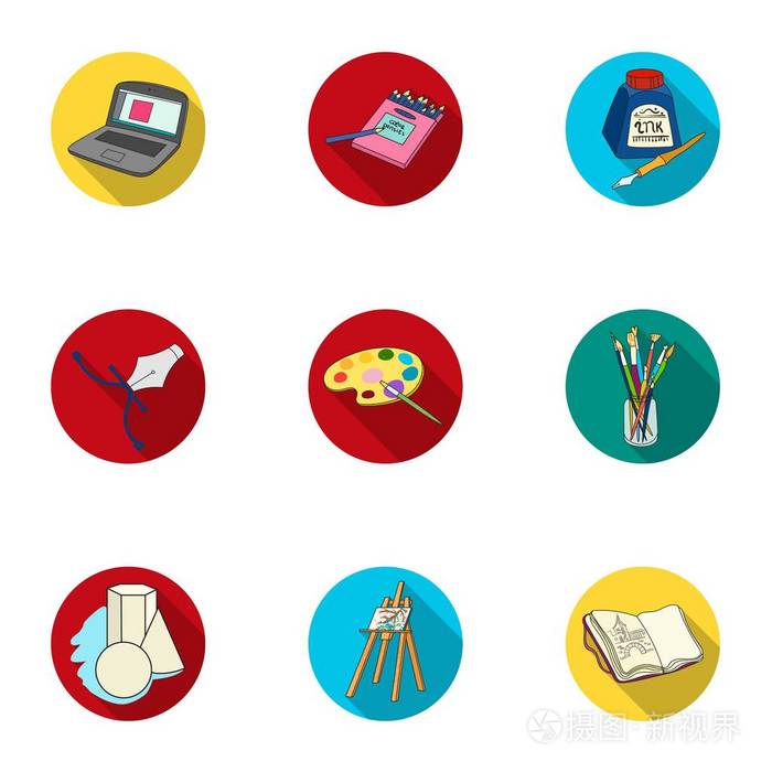 艺术家和绘制矢量符号股票插画的大集合