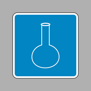管。实验室玻璃标志。对作为酒泉的蓝色标志的白色图标