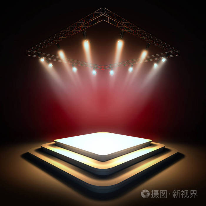 空荡荡的舞台聚光灯照亮