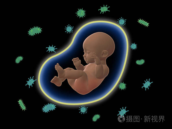 婴儿免疫保护系统符号与外 symbol.3d 呈现细菌
