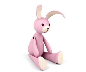 粉红兔娃娃孤立在白色背景