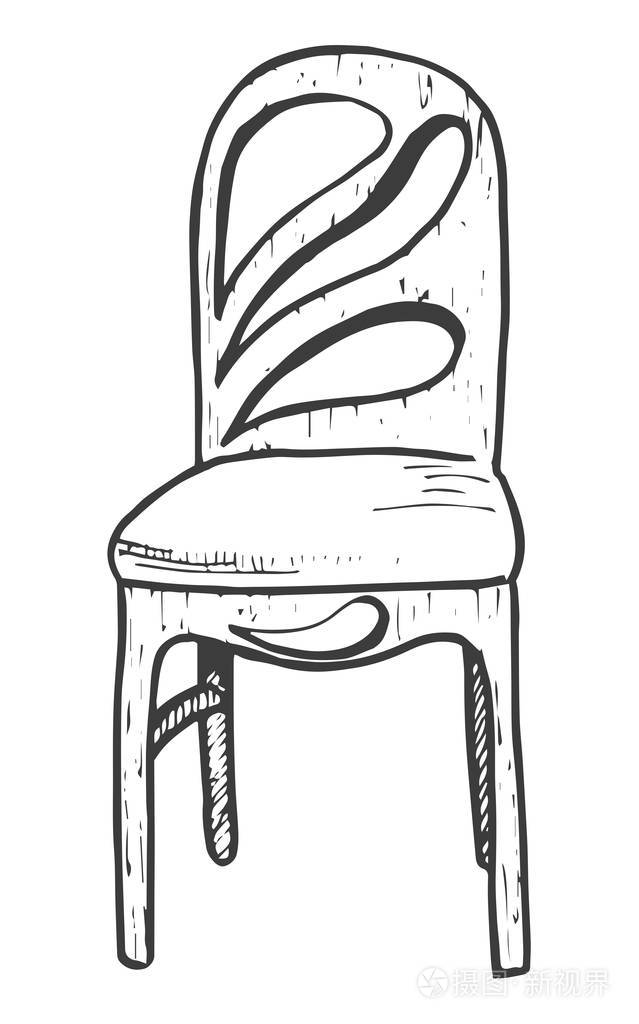 椅子孤立在白色背景上的素描矢量图