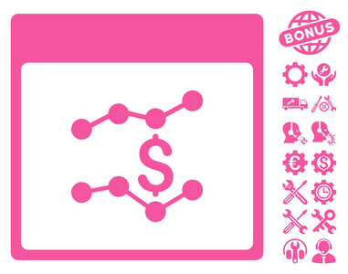 金融图表日历页矢量图标与奖金