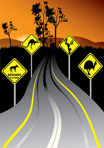 澳大利亚道路标志在路旁边图片