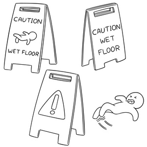 向量集的湿的地板标志