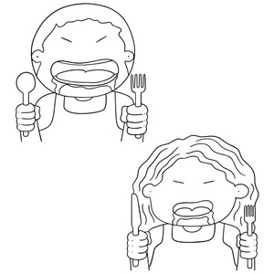 向量集的饥饿的人照片