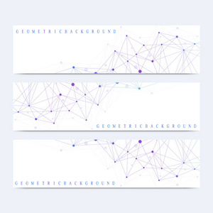矢量横幅的现代设置。几何抽象的演示文稿。医学 科学 技术 化学分子 Dna 和通信的背景。控制论点。线丛