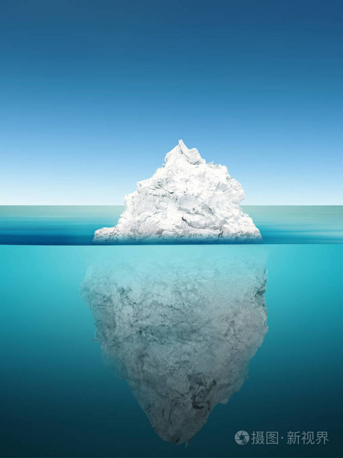 在蓝色海洋上的冰山模型
