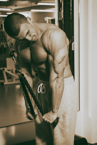 后锻炼的肌肉运动健美健身模特图片