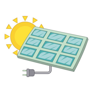 太阳能电池图标，卡通风格