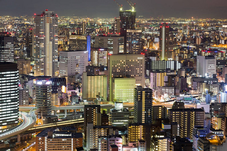 夜晚灯光大阪市市中心