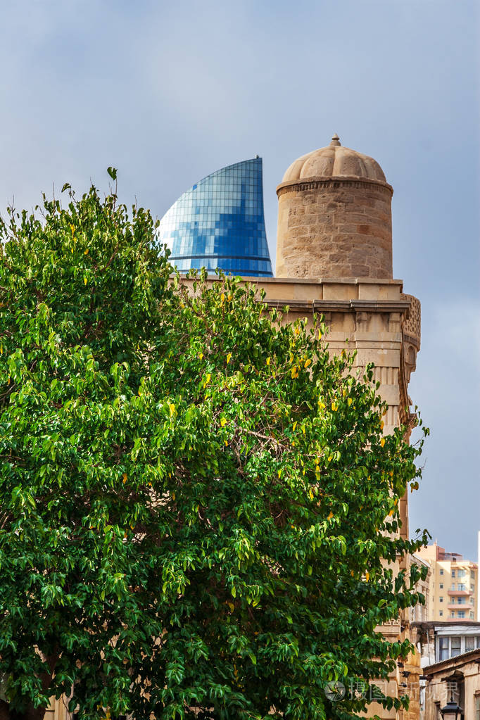 巴库老城的全景视图