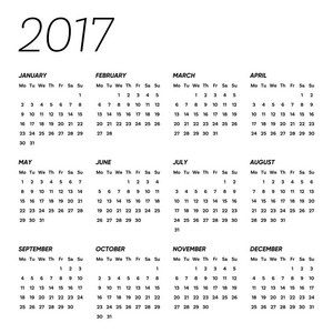 极简主义矢量 2017年日历