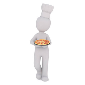 3D厨师携带意大利披萨