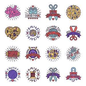 手工刺绣徽章标志矢量照片