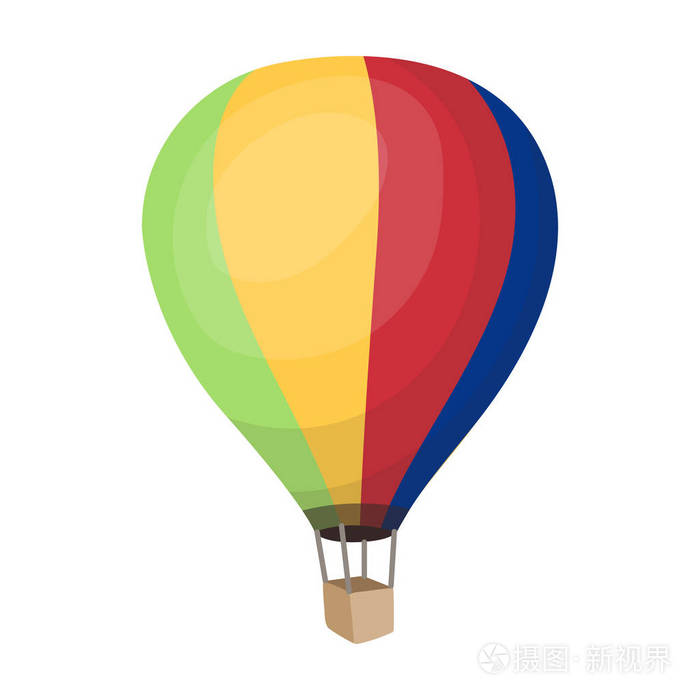 在白色背景上孤立的卡通风格的airballoon图标休息和旅行符号股票矢量